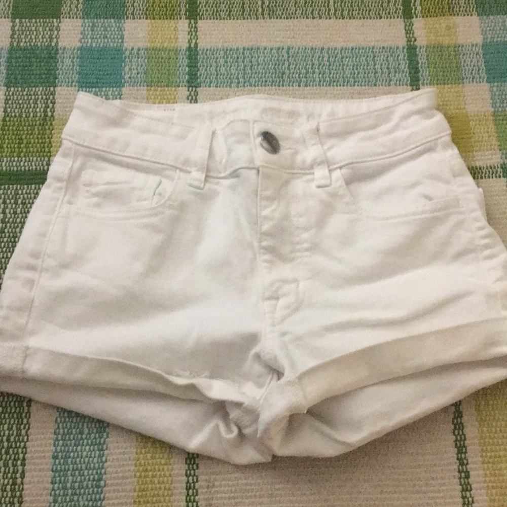 White jean shorts